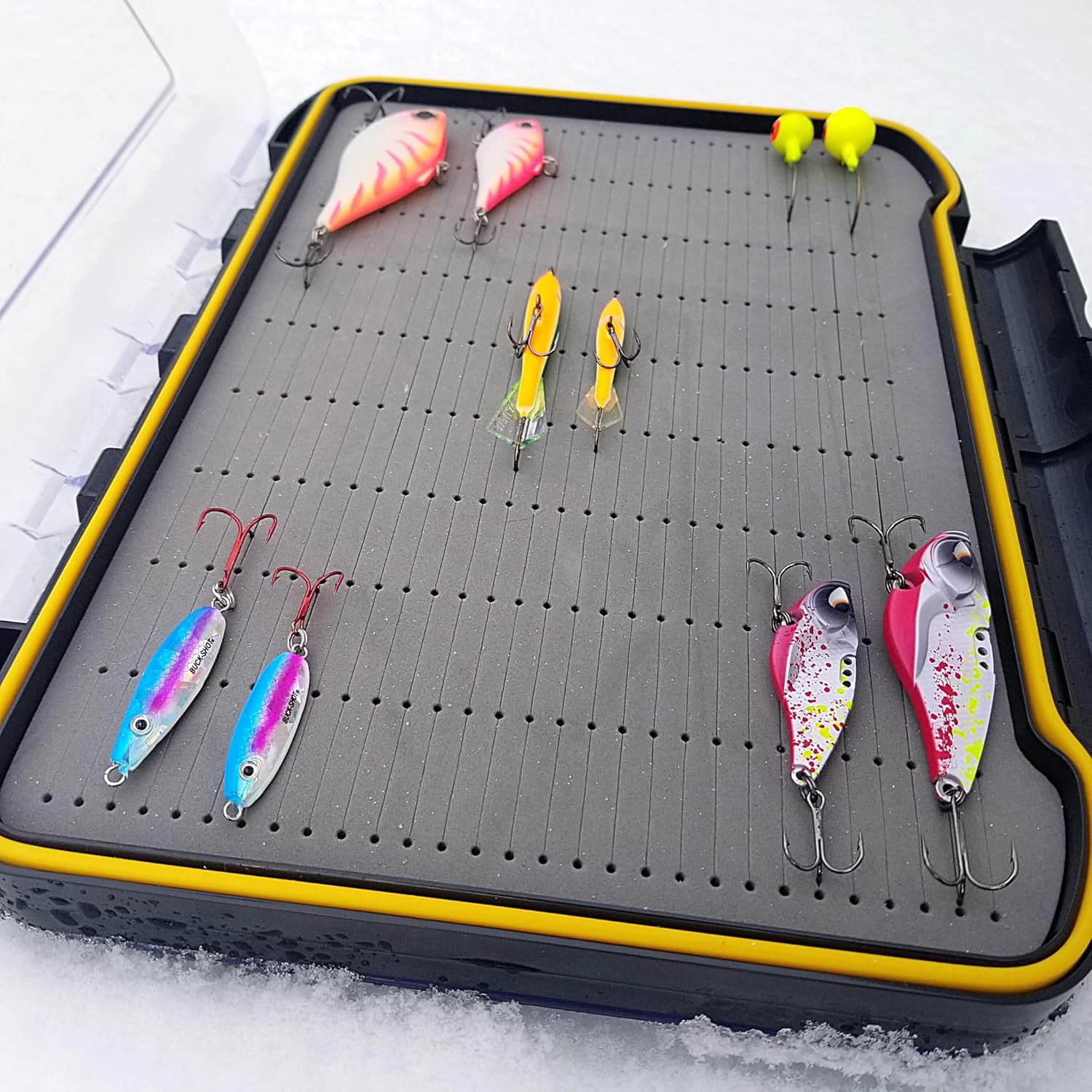 Deep Fishing Organizer Large Double Sided Waterproof Holds Larger Jigs Various Styles Heads Buck Tails Weed Jigs Swim Baits  and Tungsten