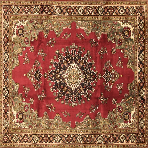 Ahgly Company Indoor Square Medallion Brown Traditional Area Rugs, 3' Square