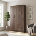 thumbnail image 2 of Ropero Closet Armario de Madera con Cajones, Entrepaños y 4 Puertas, Almacenamiento de Ropa marron, 2 of 8