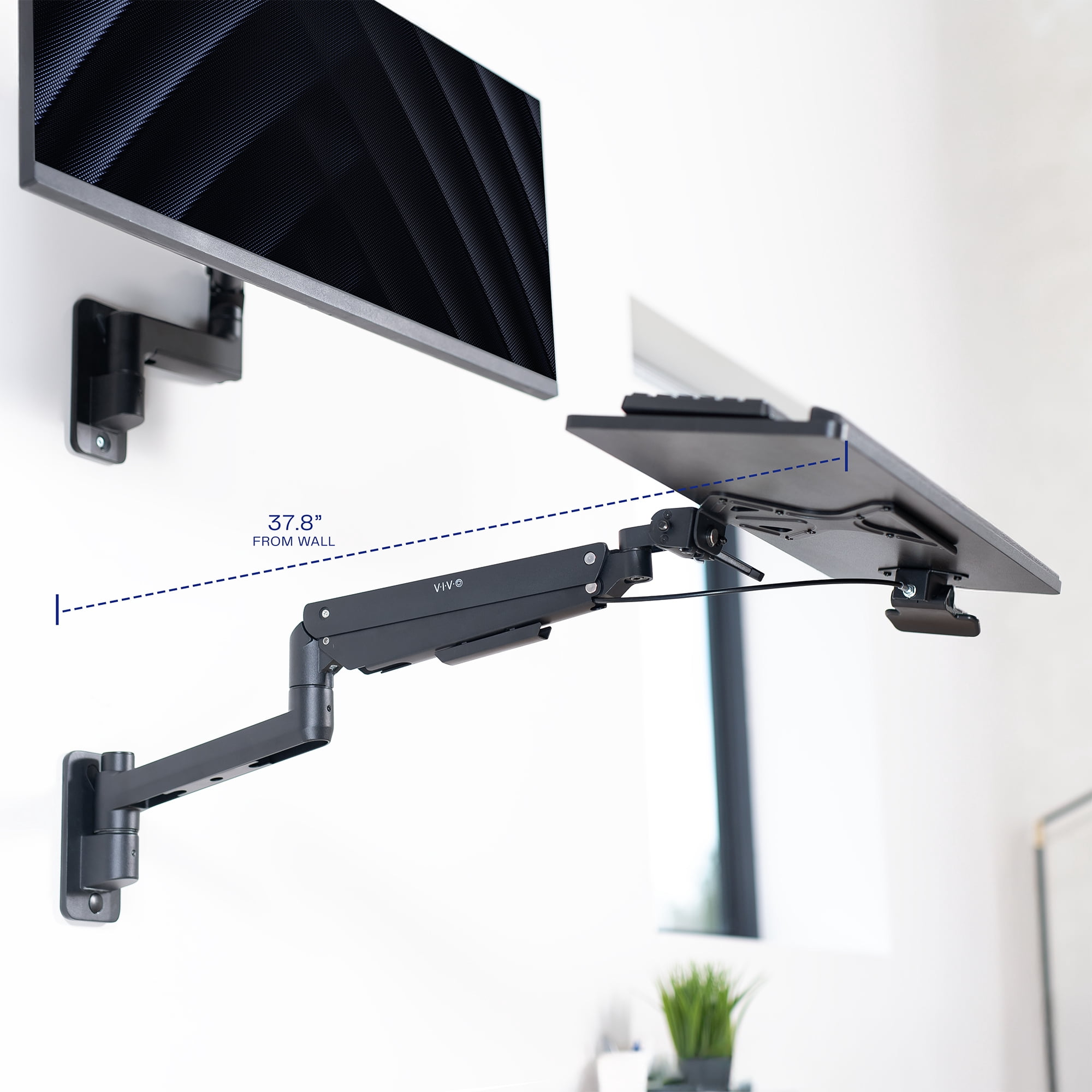 VIVO Pneumatic Heavy Duty Wall Mounted 24 inch Keyboard Tray