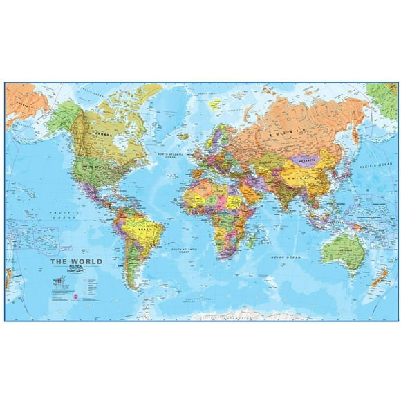 Maps International Mappemonde Géante - Mega-Map of The World - 80 x 46 - Full Lamination