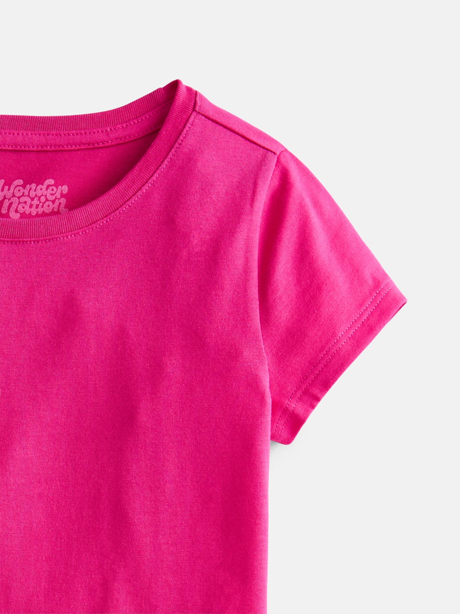 Wonder Nation Girls Kid Tough Tee with Short Sleeves, Sizes 4-18 & Plus