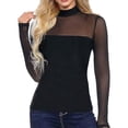 thumbnail image 2 of T-Shirt à Manches Longues en Maille Transparente pour Femmes, Haut de Fête Décontracté Clubwear, 2 of 8