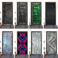 thumbnail image 2 of Papel tapiz de puerta analógico negro, estilo tecnológico moderno, pegatinas murales autoadhesivas de PVC para dormitorio, sala de estar y hogar, 2 of 5