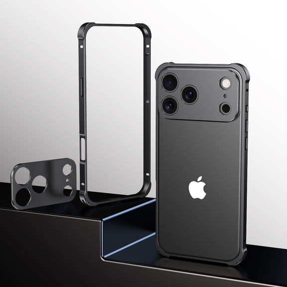 TECH CIRCLE Compatible with iPhone 14 Pro Magnetic Aluminum Metal Case with Camera Lens Protector,Slim & Lightweight,Heat Dissipation Shockproof Rugged Bumper Cover for Women Men,Black