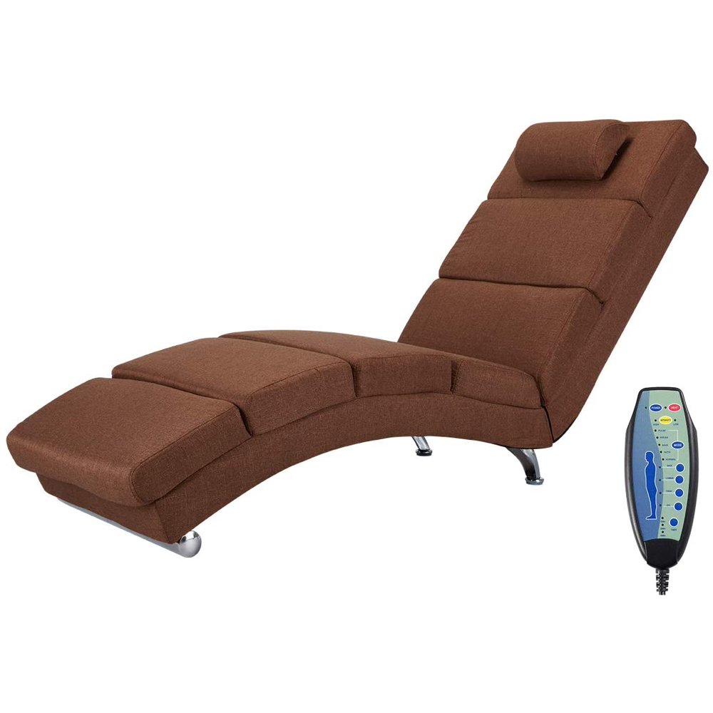 Erommy Electric Massage Recliner Chair Chaise Longue Linen Ergonomic Lounge Massage Recliner