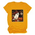 thumbnail image 4 of Halloween Shirts for Women Graphic Short Sleeve T Shirt For Everyday Wear Soft Crew Neck Tee With Playful Pattern And Yellow XL, 4 of 4