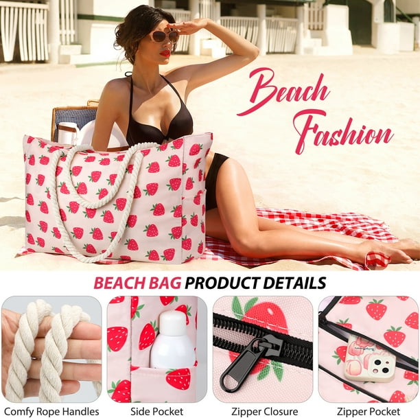 Large waterproof beach bag with zipper hot sale