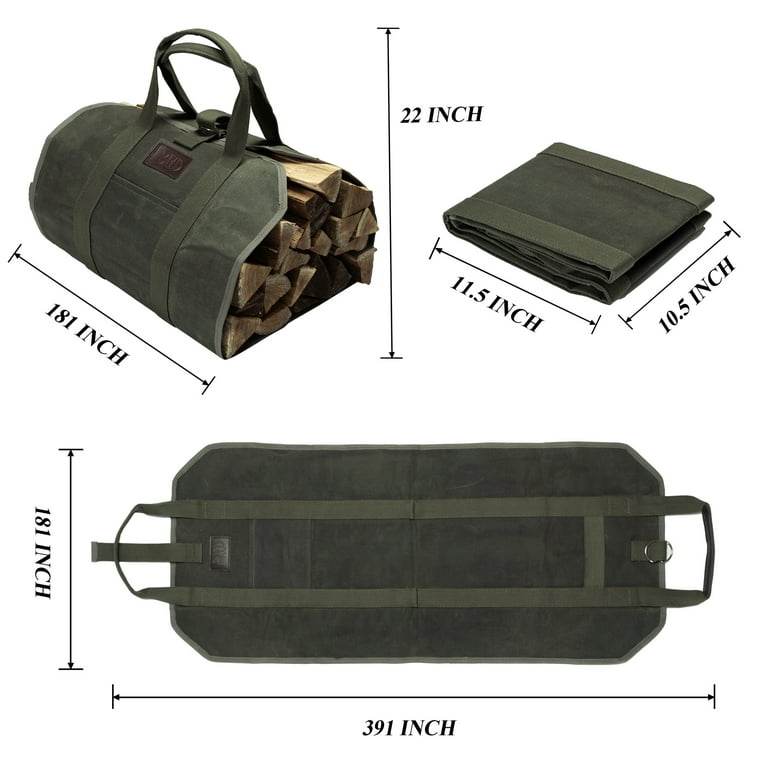 GEX Firewood Fireplace Carrier Logs Tote Holder 20 oz Waxed Canvas Sturdy Bag with Handles for Camping Indoor Outdoor GEX Firewood Fireplace Carrier Logs Tote Holder 20 oz Waxed Canvas Sturdy Bag with Handles for Camping Indoor Outdoor