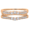 thumbnail image 3 of 0.50 Carat (ctw) 18K Rose Gold Round Cut Diamond Ladies Anniversary Wedding Band Enhancer Guard Double Ring 1/2 CT, 3 of 4