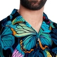 thumbnail image 5 of Flower Butterfly Men's Hawaiian Print Casual Button Down Short Sleeve Summer Beach Shirt - Unisex, 5 of 6