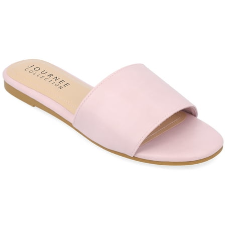 

Journee Collection Womens Kolinna Tru Comfort Foam Slip On Slide Flat Sandals