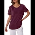 thumbnail image 2 of Top Tipo Túnica de Punto con Escote Redondo y Aberturas para Mujer, Color Rojo Vino, Talla L, 2 of 8