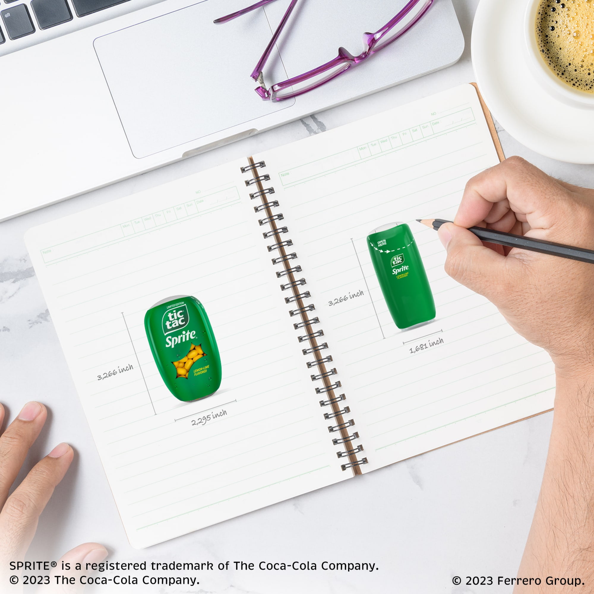 (4 pack) Tic Tac, Sprite Lemon-Lime-Flavored, On-The-Go Refreshment, 3.4 oz