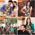 thumbnail image 4 of Pioneer Flower Floral Print Pattern Apron-Garden Aprons for Women with Pockets-Cotton Linen Waterproof Kitchen Cooking Gardening Aprons Adjustable for Kitchen,Cooking,BBQ and Salon 33x27 Inch, 4 of 7