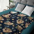 thumbnail image 3 of Sloth Blanket Gift for Girls Boys, Leaf Throw Blanket Gift for Kids Super Cozy Lightweight Flannel Throws Blankets for Bed Sofa Couch 40x50Inch, 3 of 7