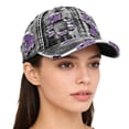 thumbnail image 5 of Only Moment Purple Holey Baseball Cap Structured Baseball Hats for Men Women Polyester,Cotton Breathable Tucker Hat Laser Cut Air Mesh-Back Cooling Golf Hat One Size, 5 of 7
