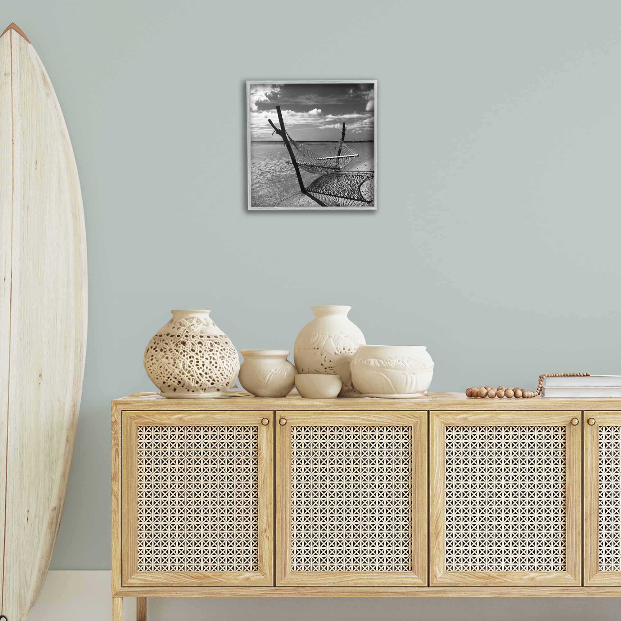Stupell Industries Windward Beach Hammock Coastal Photography Gray Framed Art Print Wall Art, 17 x 17