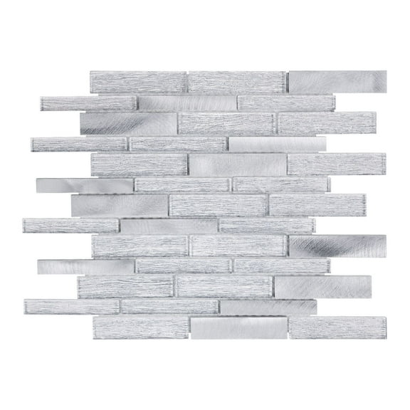 Modket TDH499AL Silver Gray Crystal Glass Aluminum Metallic Metal Mosaic Tile Kitchen Backsplash