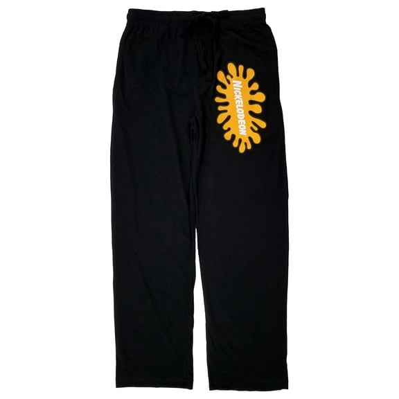 Nickelodeon Mens Black & Orange Splat Logo Sleep Pants Pajama Bottoms Medium