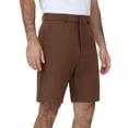 thumbnail image 2 of MIER Men's Flat Front Stretch Golf Shorts, 9 Inch Lightweight Shorts with 4 Pockets for Travel Hiking Casual, Brown, 38W x 9L, 2 of 7