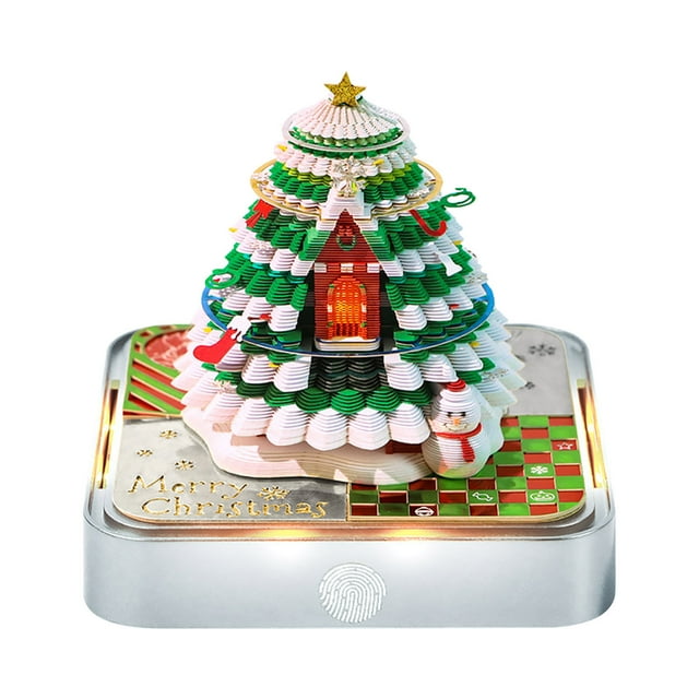 Calendrier Horloge de Noël 2026 avec Lumières, Notes d'Art pour Arbre de Noël, Sculpture en Papier, Cadeau, Adapté pour l'École