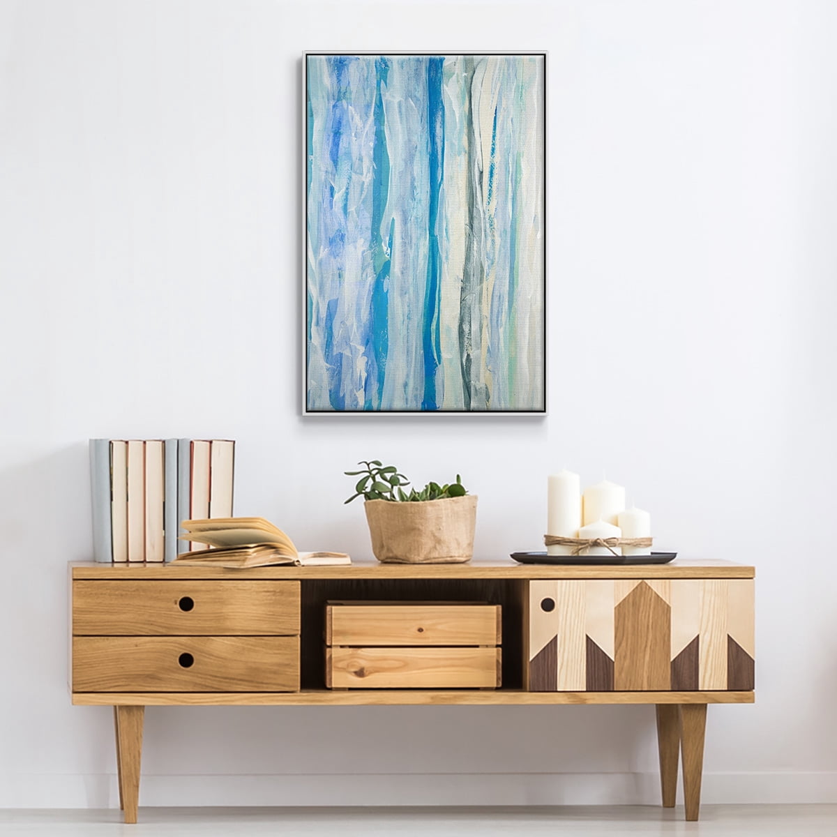 Swimming Ashore Framed Premium Gallery Wrapped Canvas - Ready to Hang - 17 x 25 - White Floating Frame