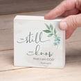 thumbnail image 3 of CounterArt "Be Still & Know" Artistic Freestanding Solid Wood Block Sign 3.75" Square, 3 of 5