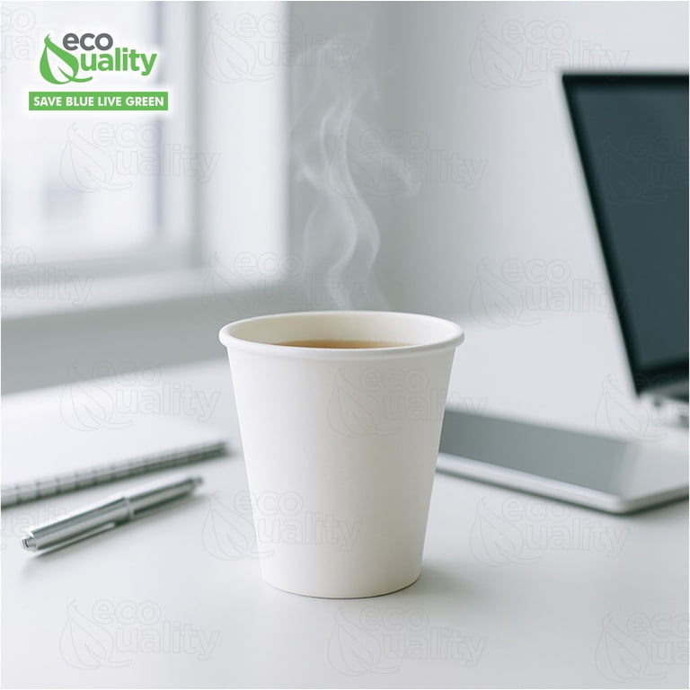 [400 Pack] 4 oz White Paper Hot Cups - Espresso, Sampling Cup, Bathroom Cups, Single Cups, Disposable Cups, Coffee Cup by EcoQuality