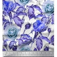 thumbnail image 1 of Soimoi Viscose Chiffon Fabric Leaves & Rose Flower Decor Fabric Printed Yard 42 Inch Wide, 1 of 1