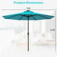 thumbnail image 3 of Gymax Parasol Solaire de Marché 10 Pi à DEL, Acier Inclinable avec Manivelle, Terrasse, Turquoise, 3 of 6
