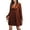 Terracotta, variant on Women's Ruched Surplice Long Sleeve Mini Dress With Sheer Overlay and Stretch Fabric 95% polyester and 5% elastane