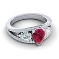 thumbnail image 3 of 2.00 Ct Pear Cut Red Ruby Gemstone & Natural Diamond Unique Engagement Ring for her 18K White Gold Size 3 by Diamond Capitals, 3 of 8