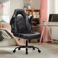 thumbnail image 3 of GIANNA Computer Gaming Desk Chair, Ergonomic Office Executive Adjustable Swivel PU Leather Racing Chair with Flip-up Armrest, Black Gray, 3 of 7