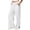 White, variant on Women's Wide Leg Linen Pants Lace Trim Side Split Stretch Elastic Waist Long Pants with Pocket Travel Casual Trousers for Beach Vacation, White, 3XL