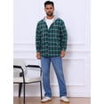 thumbnail image 5 of DARING DIVA Men's Fleece Lining Drawstring Hooded Plaid Shirt Jacket L Blue Green, 5 of 7