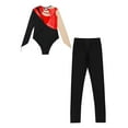 thumbnail image 4 of DPOIS Kids Girls Shiny Gymnastic Ballet Dance Leotard Bodysuit with Leggings Set Red 14, 4 of 5