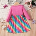 thumbnail image 3 of Popshion Toddler Girls Colorful Dress Casual Mid-length Dress for Spring Fall 2-7 Year, 3 of 6