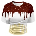 thumbnail image 4 of Tfken Girls Soft Comfy Tops Holiday Daily Wear Summer Short Sleeve Crew Neck Tshirts Tees With Ice Print Comfortable T-Shirts Child Stretch Clothes Size 3-4 Years, 4 of 4