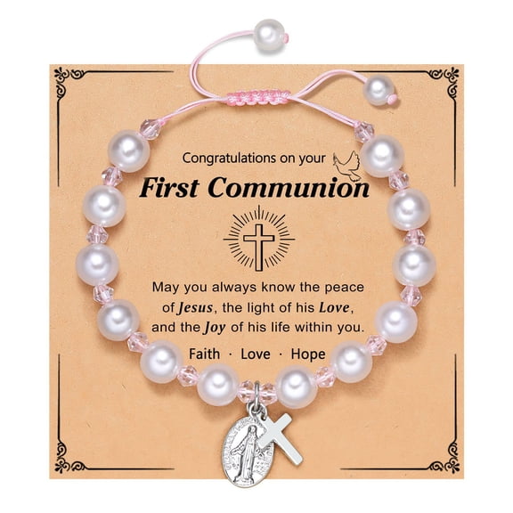 First Communion Gifts, Baptism, Easter Gifts for Teen Girls, Faith Christian Religious Bracelet for Girls