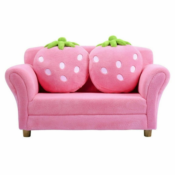 Spaco BL/PI Kids Strawberry Armrest Chair Sofa-Pink, Kids Couch for Kids