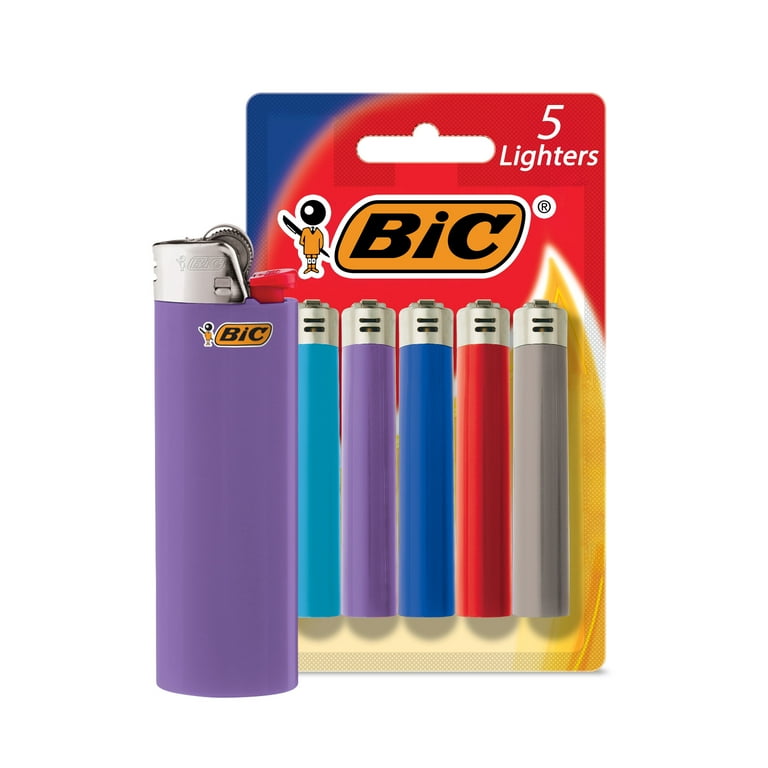 BIC Classic Pocket Lighter, Assorted Colors, Pack of 5 Lighters (Colors May Vary) -