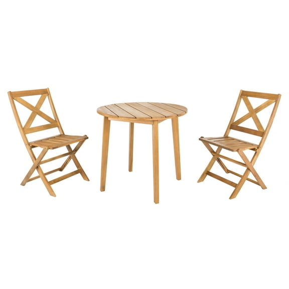 Safavieh Bruna 3 Piece Outdoor Contemporary Wood Bistro Set