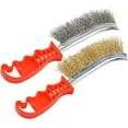 thumbnail image 1 of 2 Brosses en Fil d'Acier, Laiton, Métal, 1 Brosse en Acier Inoxydable, 1 Brosse en Laiton, Nettoyeur de Résidus de Soudure, Brosse à Récurer la Rouille, 233mm, 1 of 5