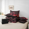 thumbnail image 6 of Manfei Gradient Red Butterfly 7pcs Bedding Comforter Set for Teens Children Female,Leopard Print Queen Bedding Sets Super Cozy,Bling Glitter Queen Sheet Sets,Luxury Bedroom Decor,Reversible, 6 of 8