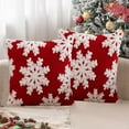 thumbnail image 5 of Christmas Pillow Cover, Christmas Tree Cushion Cover, Snowflake Velvet Holiday Decoration Cushion Cover, Red Green Plush Fabric 45x45cm, 5 of 7
