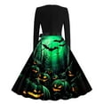 thumbnail image 3 of Youyipin Womens Dresses Halloween Printed Round Neck Long Sleeve Italian Dress, 3 of 3