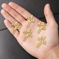 thumbnail image 6 of Stainless Steel Hollow Cross Pendant DIY Charm for Jewelry Making， Handcraft Supplies for Bracelets Necklaces Keychains， Small Metal Ornament for Crafters and Hobbyists(Gold，5pcs), 6 of 6