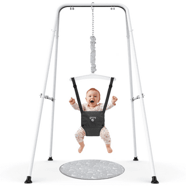 G TALECO GEAR Baby Jumper with Stand, Portable Baby Bouncers and Jumpers with Floor Mat, Jumper for Baby Boys/Girls 6-24 Months, Black