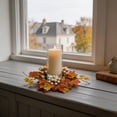 thumbnail image 4 of Artificial Maple Leaf Candle Holder Set, Fall Wreath Centerpiece For Table, Thanksgiving Party, Or Halloween Decoration, 4 of 6